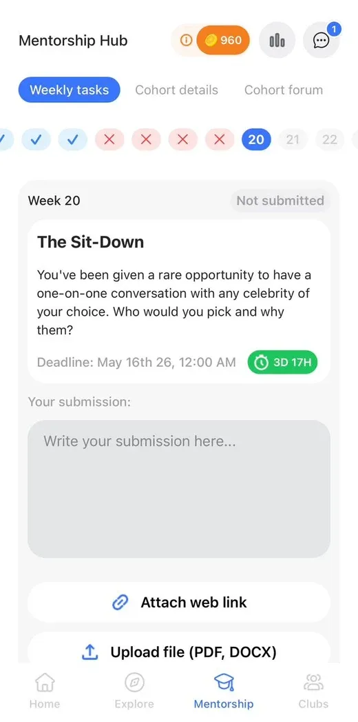 Hyve mentorship and weekly tasks